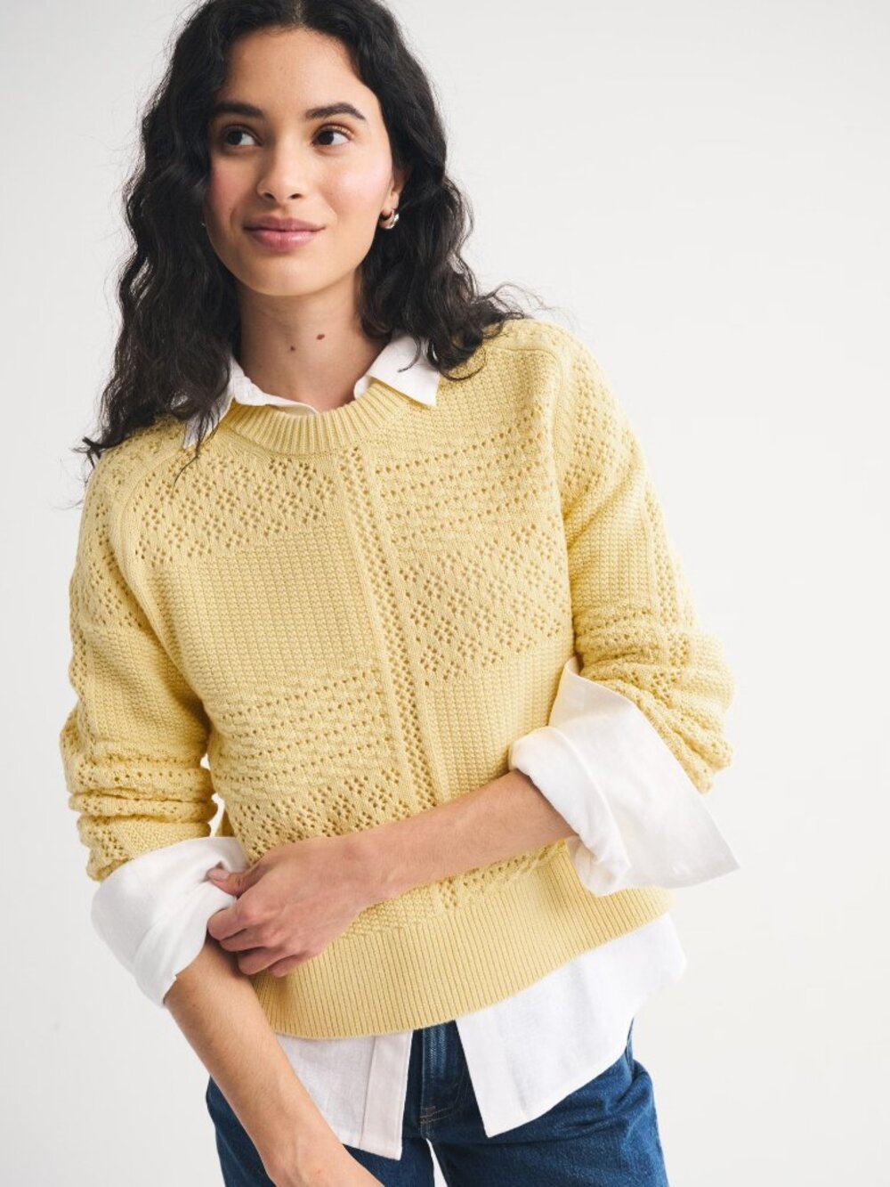A&F Madeline Mixed Stitch Crew Sweater